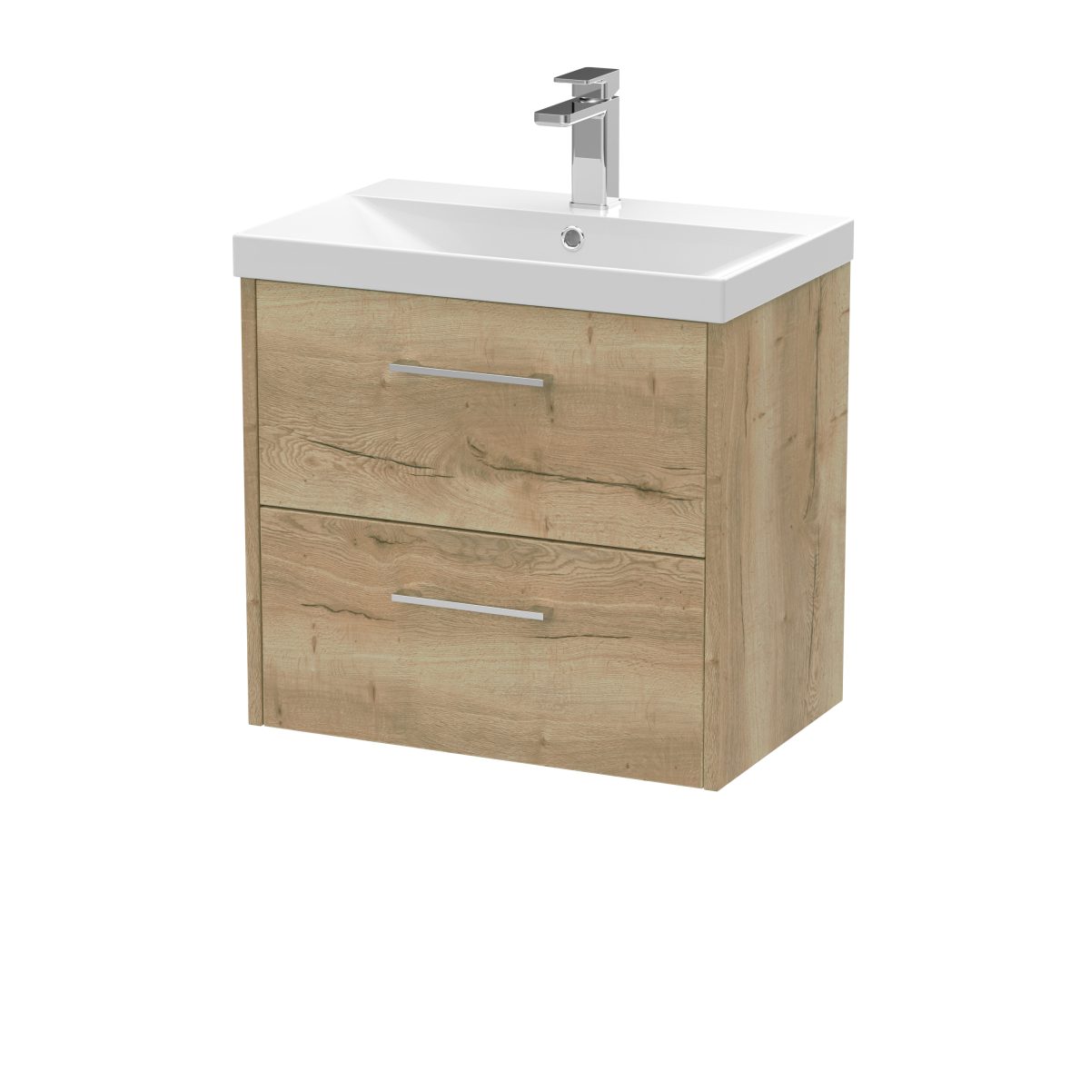 600mm Wall Hung 2 Drawer Vanity & Basin 3 - Image 1