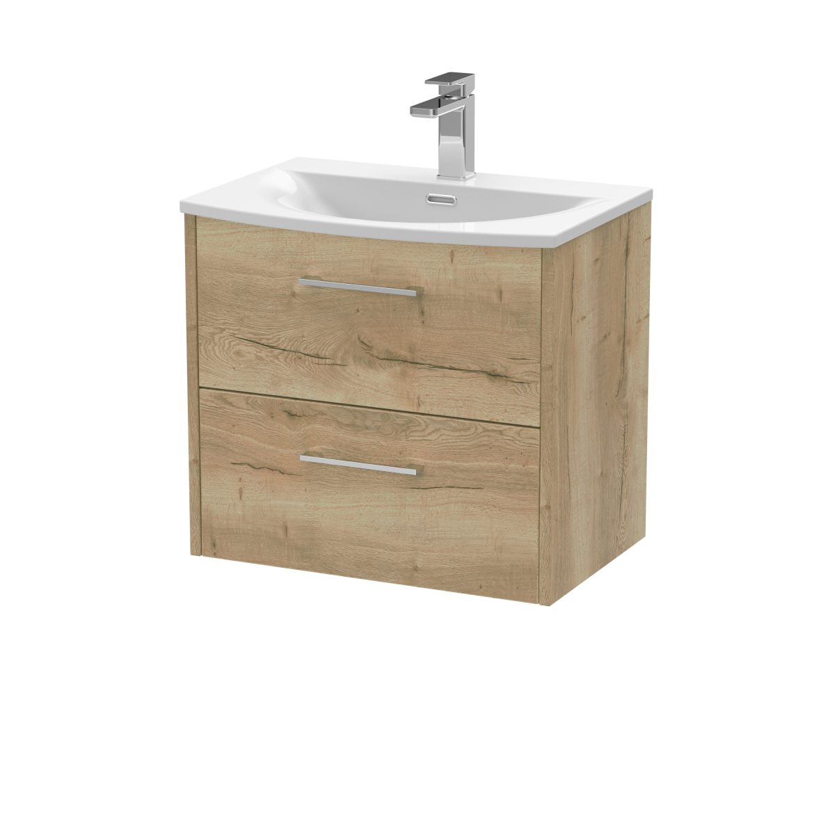 600mm Wall Hung 2 Drawer Vanity & Basin 4 - Image 1