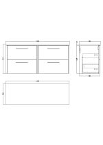 1200 Wall Hung 4-Drawer Vanity & Laminate Worktop - Image 2
