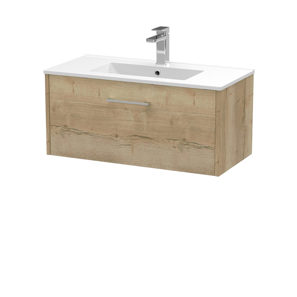 800mm Wall Hung Single Drawer Vanity & Basin 2 - Image 1