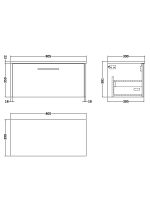 800mm Wall Hung Single Drawer Vanity & Laminate Top - Image 2