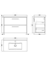 800mm Wall Hung 2 Drawer Vanity & Basin 2 - Image 3