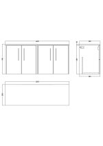 1200 Wall Hung 4-Door Vanity & Laminate Worktop - Image 2
