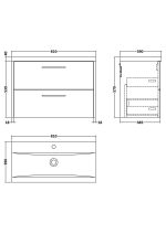 800mm Wall Hung 2 Drawer Vanity & Basin 1 - Image 3