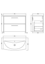 800mm Wall Hung 2 Drawer Vanity & Basin 4 - Image 3