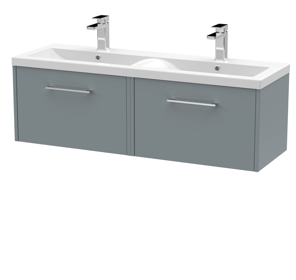 1200mm Wall Hung 2 Drawer Vanity & Double Basin - Image 1