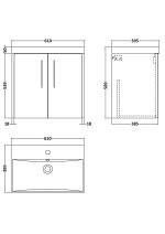 600mm Wall Hung 2 Door Vanity & Basin 3 - Image 3