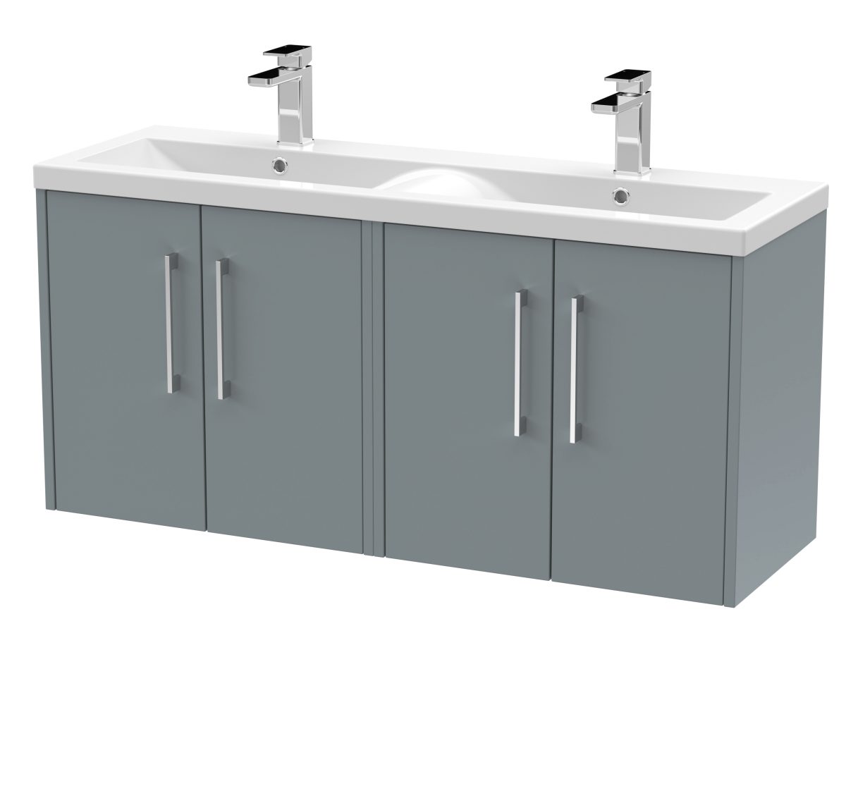 1200mm Wall Hung 4 Door Vanity & Double Basin - Image 1