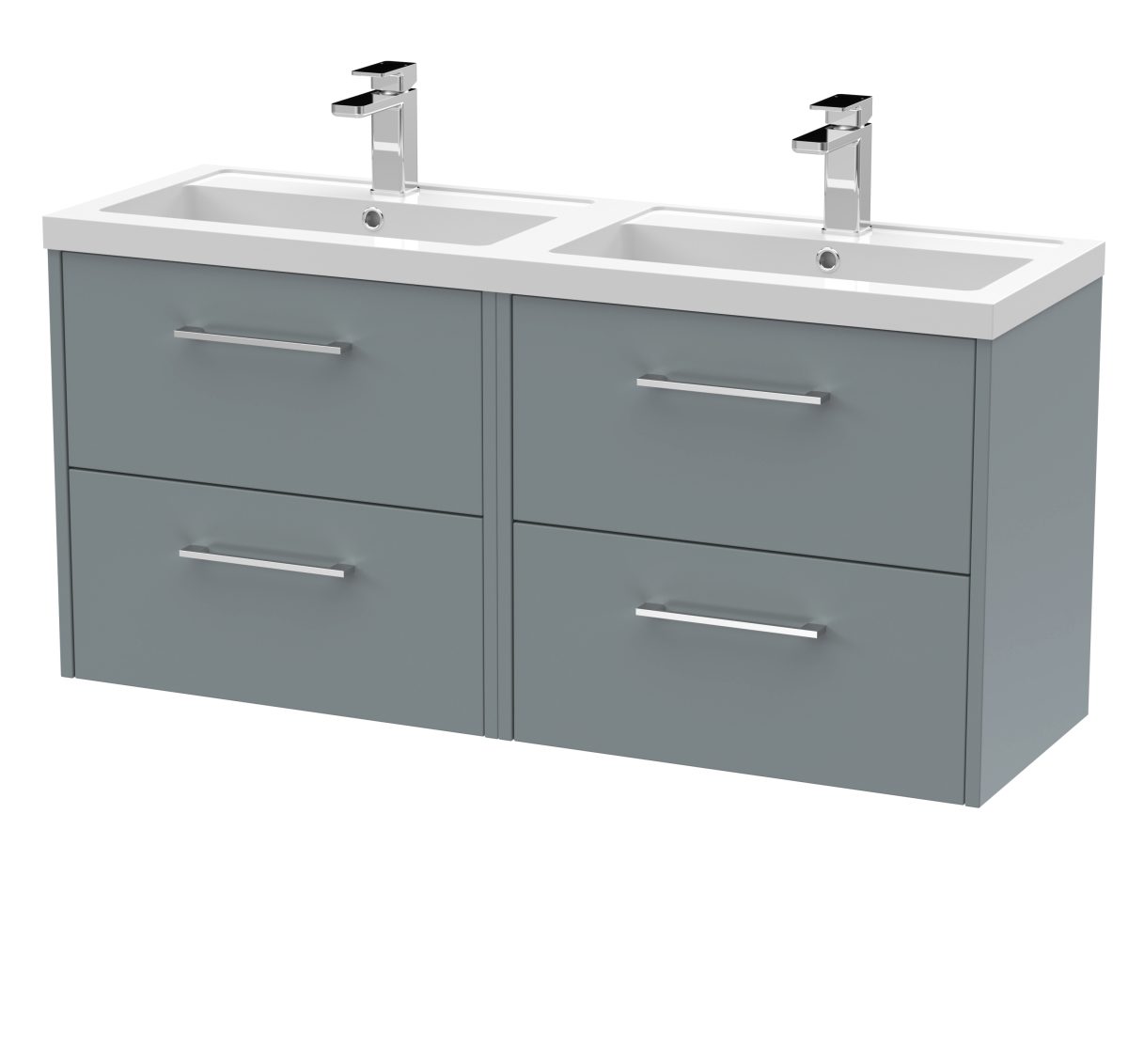 1200mm Wall Hung 4 Drawer Vanity & Double Basin - Image 1