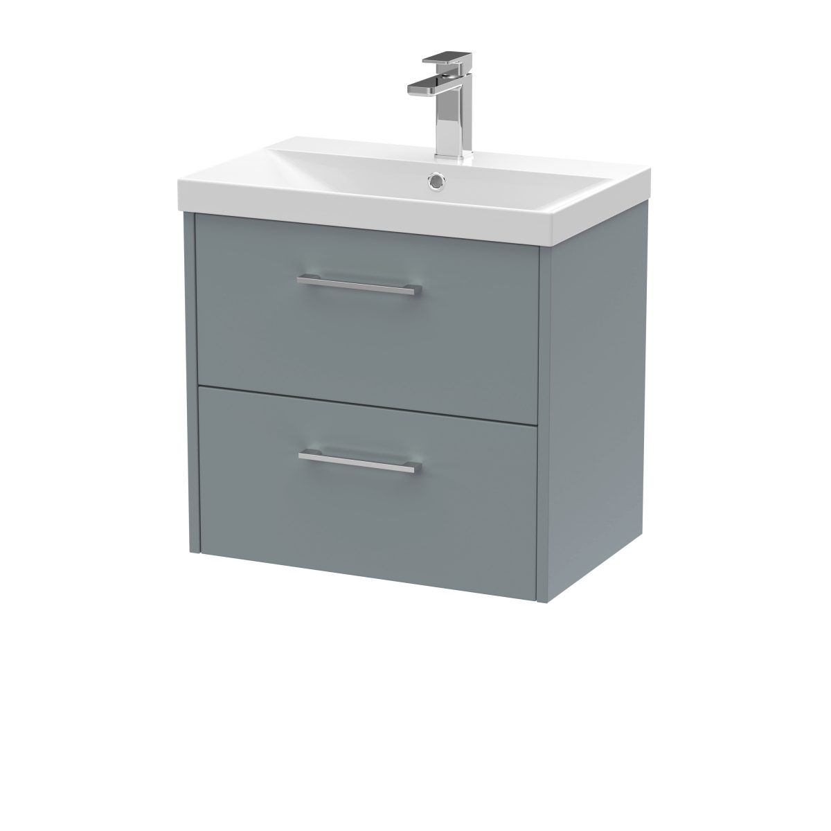 600mm Wall Hung 2 Drawer Vanity & Basin 3 - Image 1