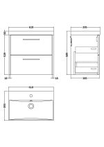 600mm Wall Hung 2 Drawer Vanity & Basin 3 - Image 4