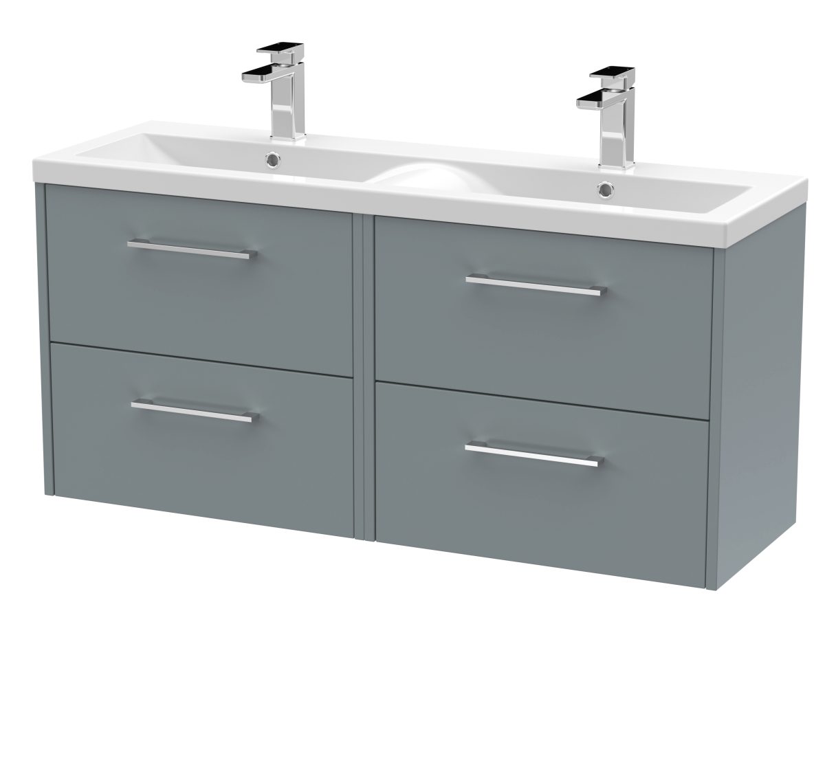 1200mm Wall Hung 4 Drawer Vanity & Double Basin - Image 1