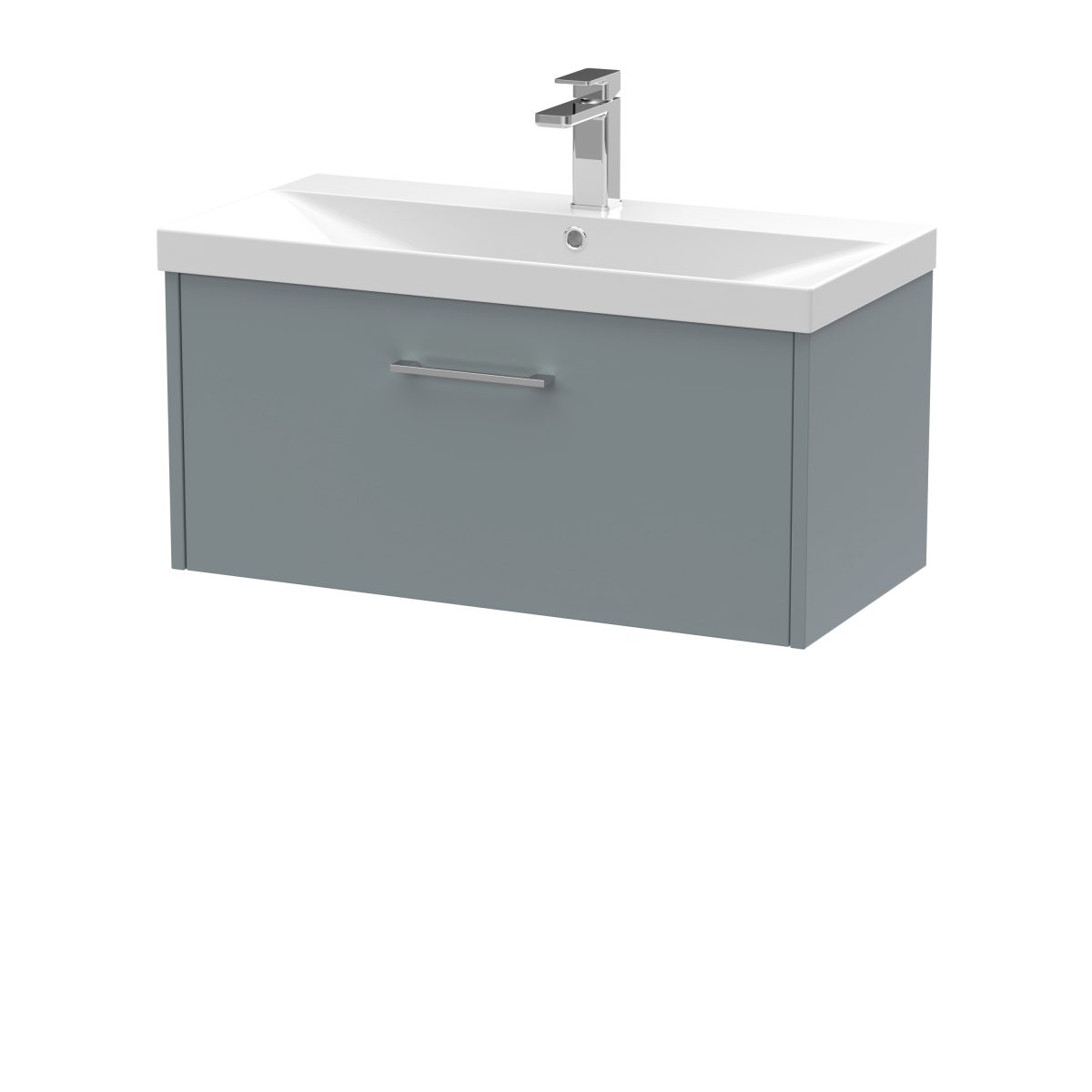 800mm Wall Hung Single Drawer Vanity & Basin 3 - Image 1