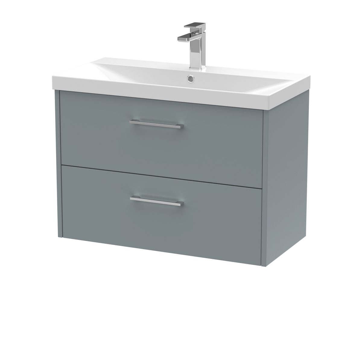 800mm Wall Hung 2 Drawer Vanity & Basin 3 - Image 1