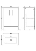 600mm Floor Standing 2 Door Vanity & Basin 2 - Image 3