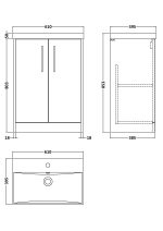 600mm Floor Standing 2 Door Vanity & Basin 3 - Image 3