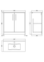 800mm Floor Standing 2 Door Vanity & Basin 2 - Image 3
