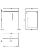 500mm Wall Hung 2 Door Vanity & Basin 3 - Image 3