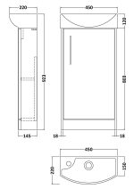 440mm Floor Standing 1 Door Unit & 1TH Basin RH - Image 2