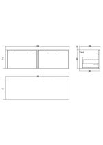 1200 Wall Hung 2-Drawer Vanity & Laminate Worktop - Image 2