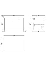 600mm Wall Hung 1 Drawer Vanity & Worktop - Image 2