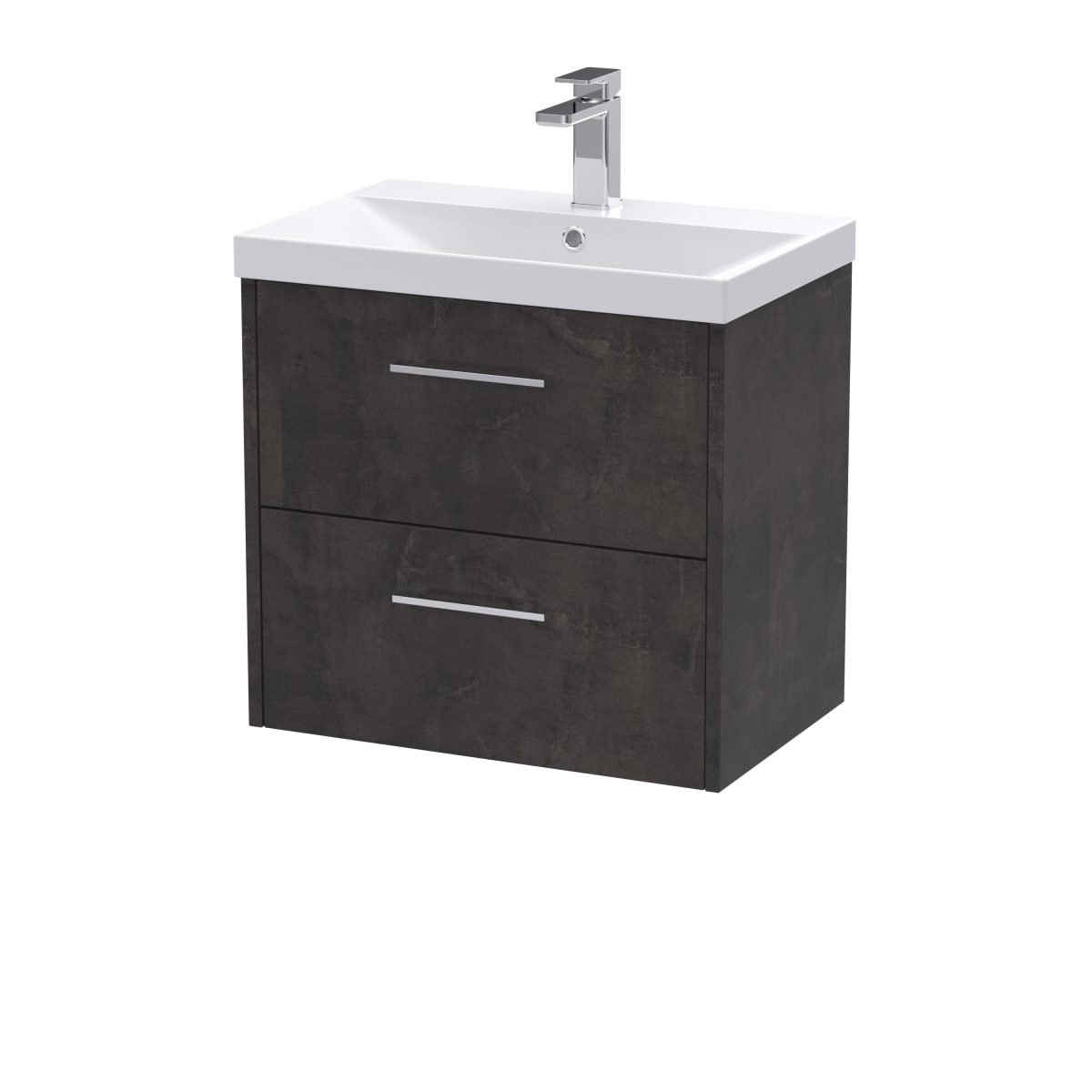600mm Wall Hung 2 Drawer Vanity & Basin 3 - Image 1