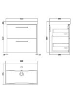 600mm Wall Hung 2 Drawer Vanity & Basin 3 - Image 3