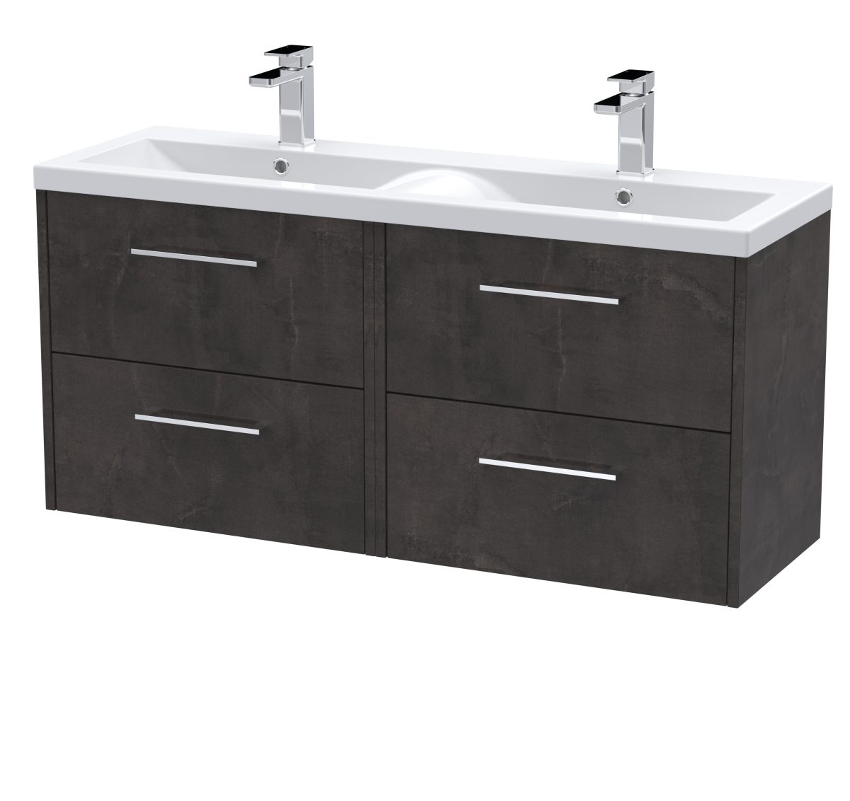 1200mm Wall Hung 4 Drawer Vanity & Double Basin - Image 1