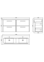 1200mm Wall Hung 4 Drawer Vanity & Double Basin - Image 3