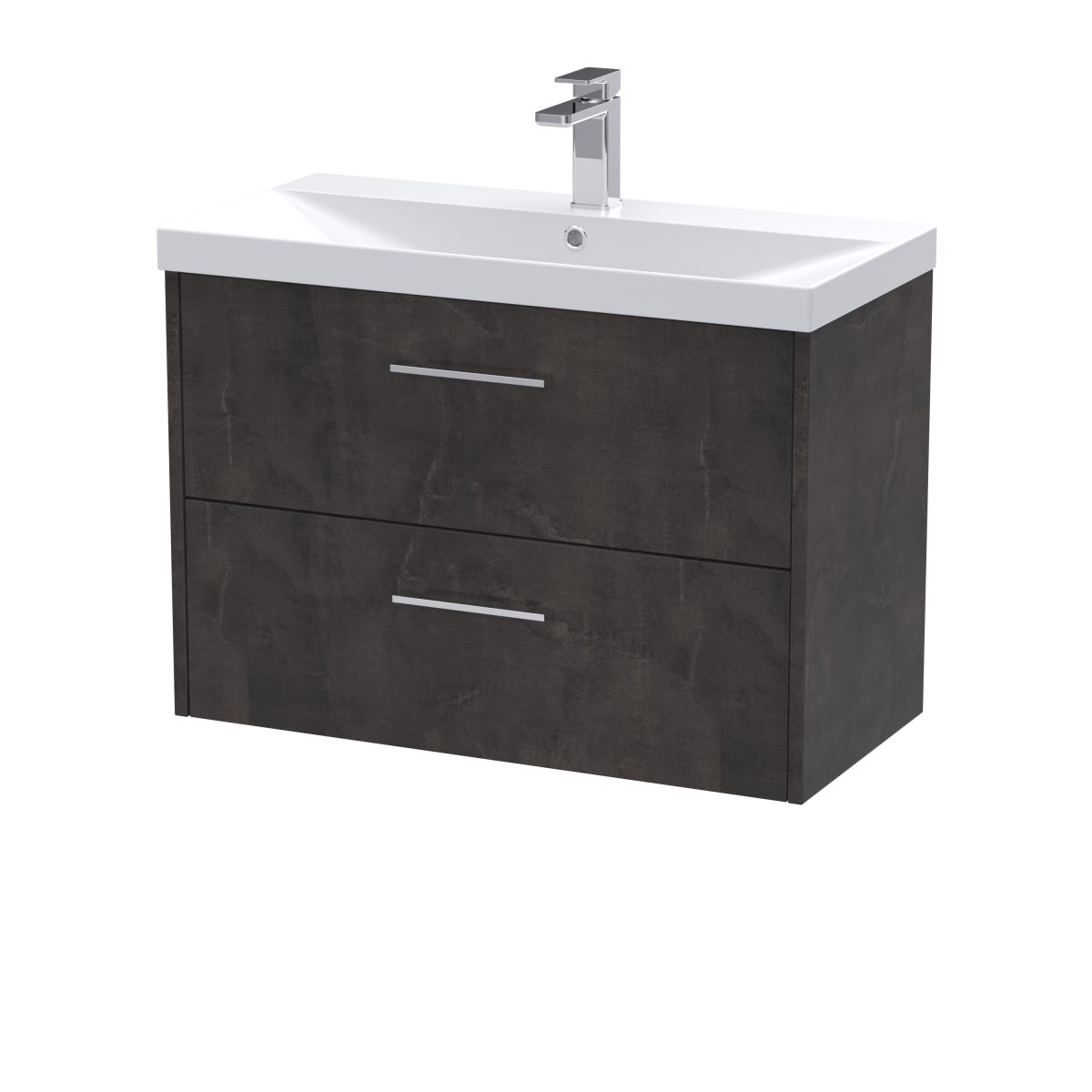 800mm Wall Hung 2 Drawer Vanity & Basin 3 - Image 1