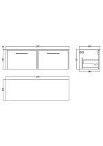1200mm Wall Hung 2-Drawer Vanity & Worktop - Image 2