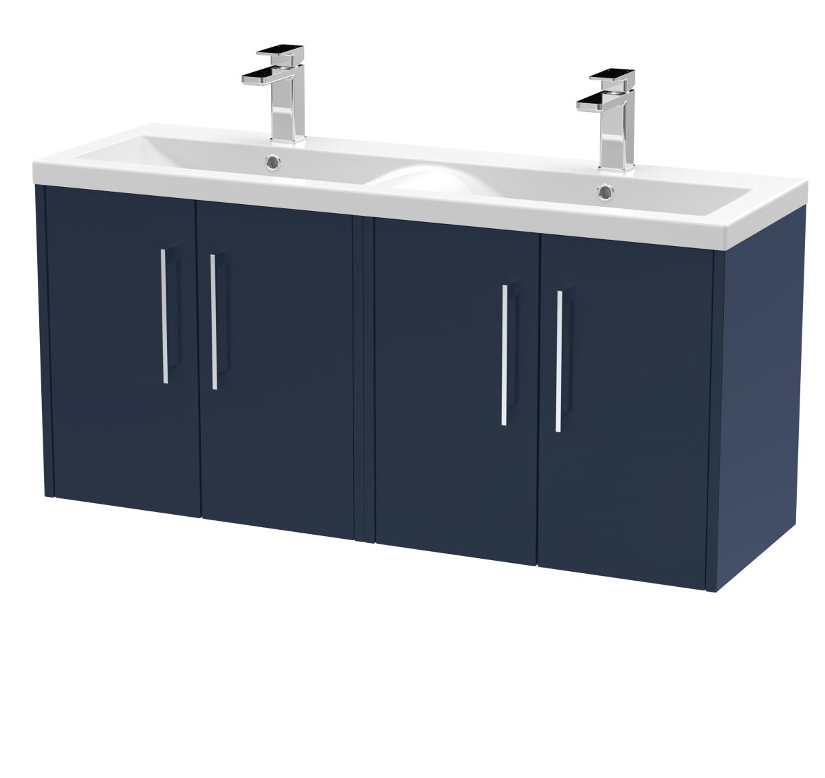 1200mm Wall Hung 4-Door Vanity & Double Basin - Image 1