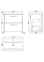 600mm Wall Hung 2-Drawer Vanity & Basin 1 - Image 3