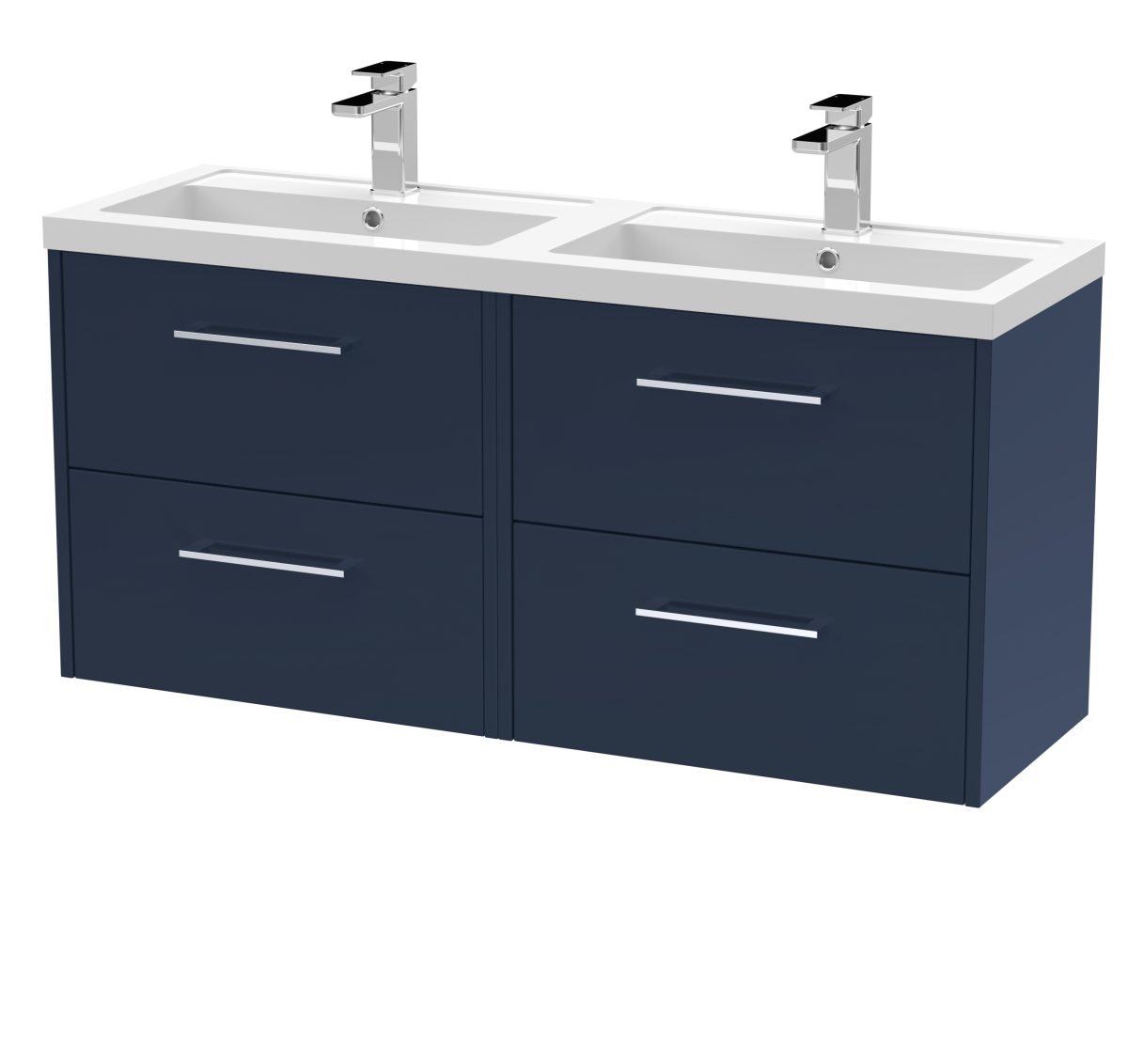 1200mm Wall Hung 4-Drawer Vanity & Double Basin - Image 1