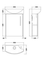 440mm Wall Hung 1-Door Unit & 1TH Basin LH - Image 2