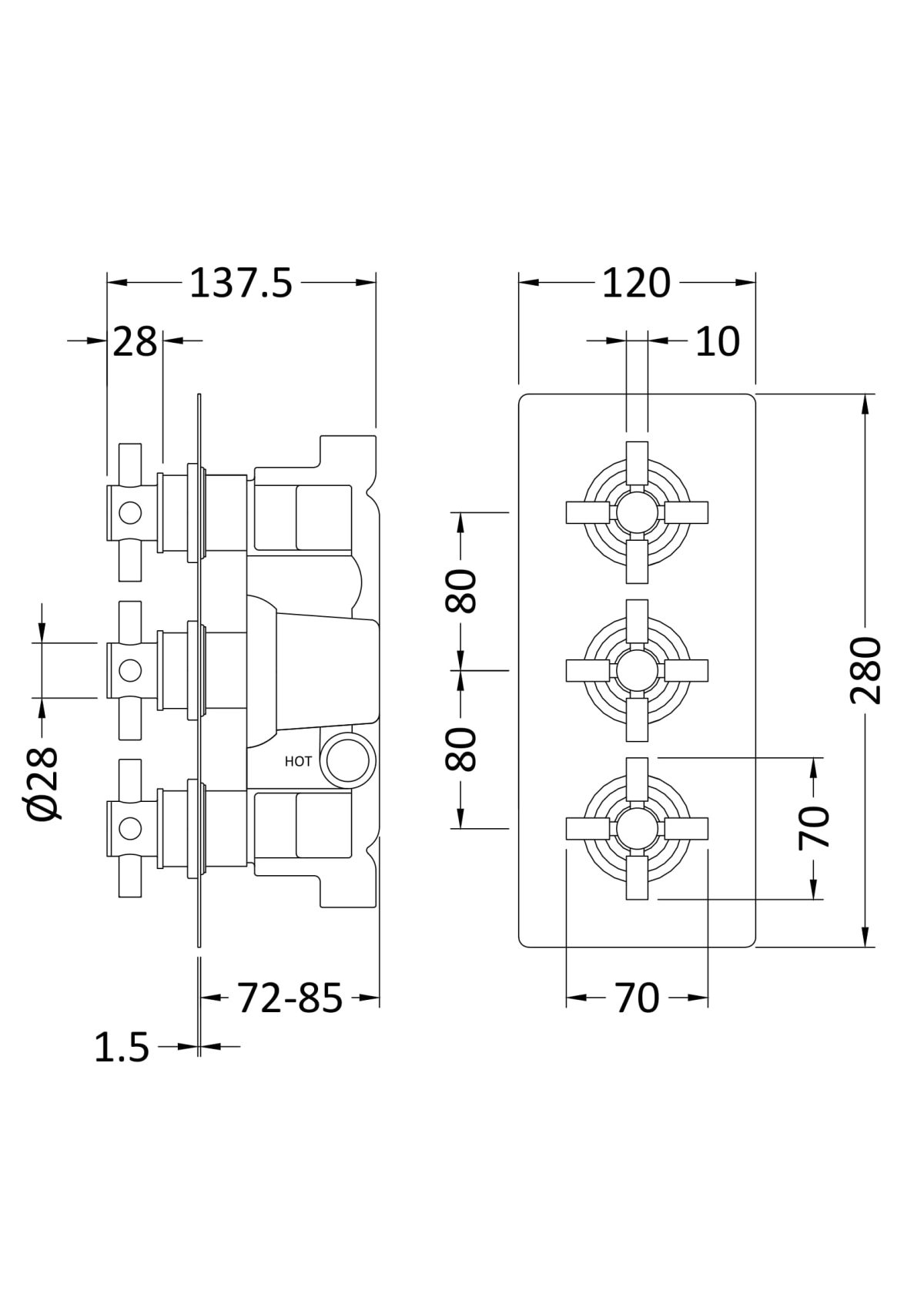 Triple Thermostatic Shower Valve - Image 2