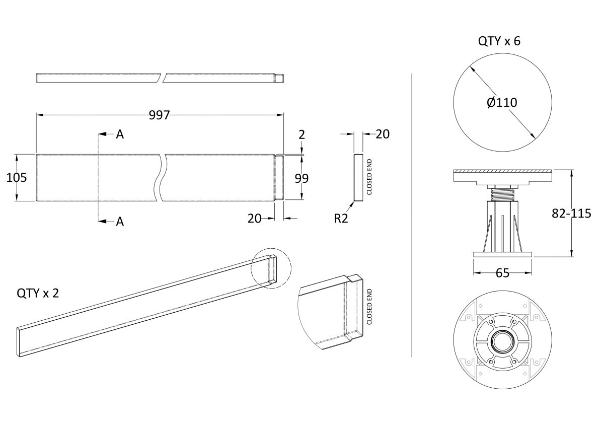 Leg Set Suitable for 700-900 Square & Rectangular Trays - Image 2