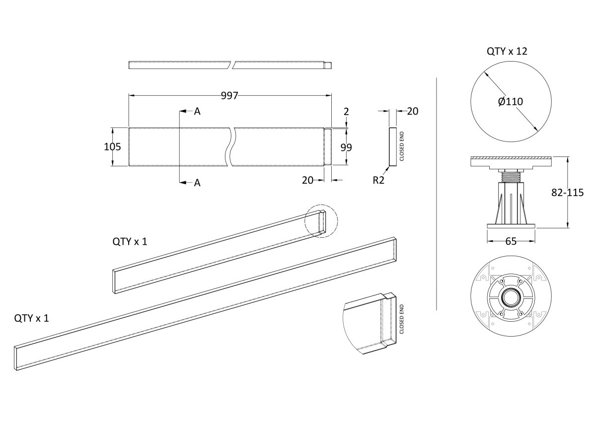 Leg Set Suitable for 1300-1800 Rectangular & Walk in Trays - Image 2