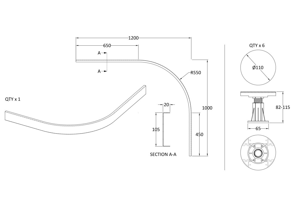 Leg Set Suitable for 700-900 Quad & Offset Trays - Image 2