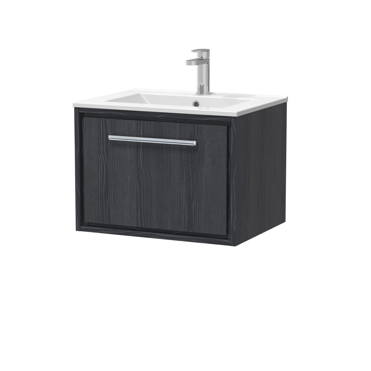 600mm Wall Hung Single Drawer Vanity with Basin - 1 Tap Hole - Image 1