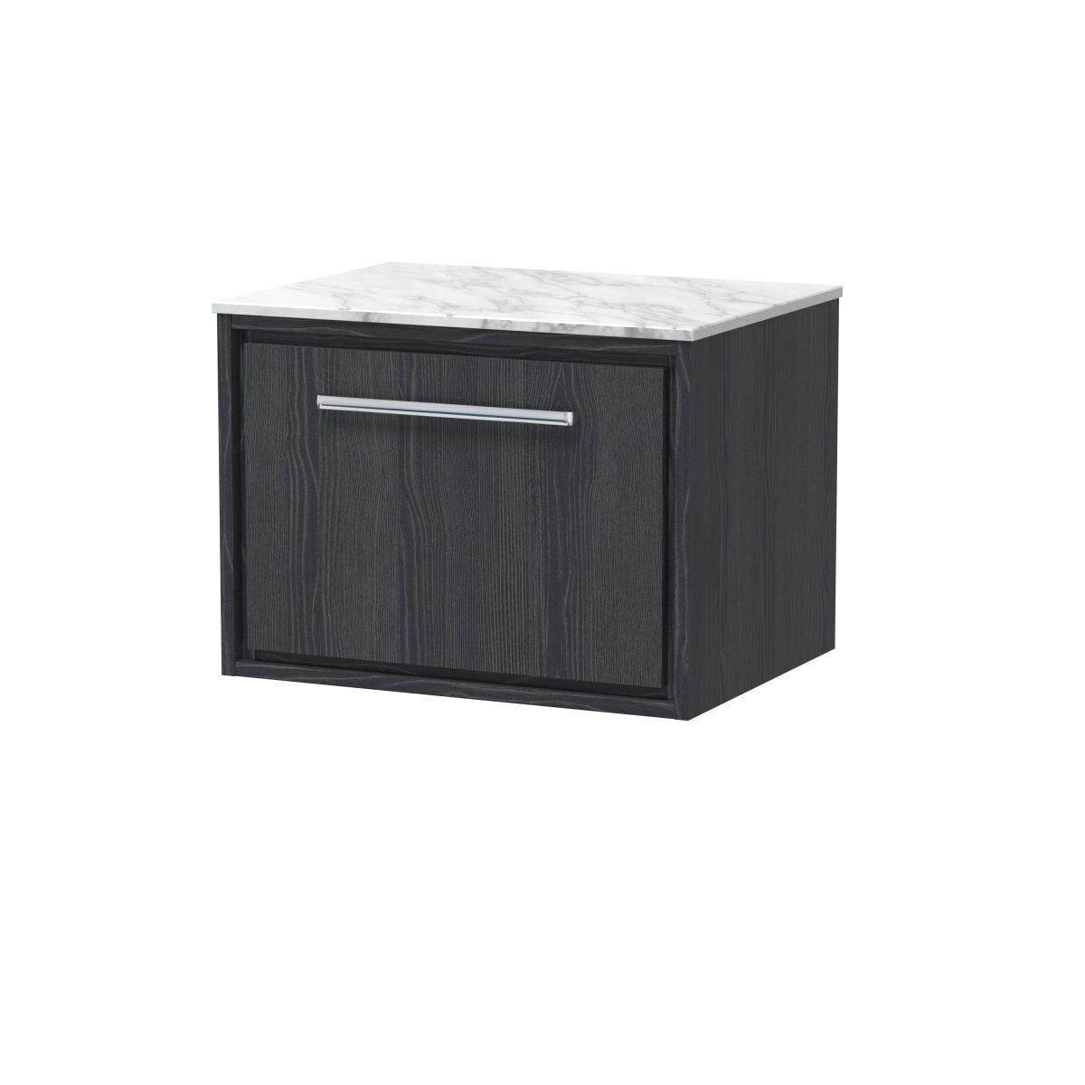 600mm Wall Hung Single Drawer Vanity with Marble Worktop - Image 1