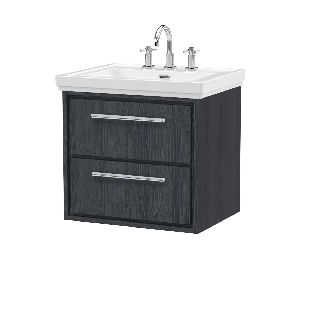 600mm Wall Hung 2-Drawer Vanity with Basin - 3 Tap Hole - Image 1