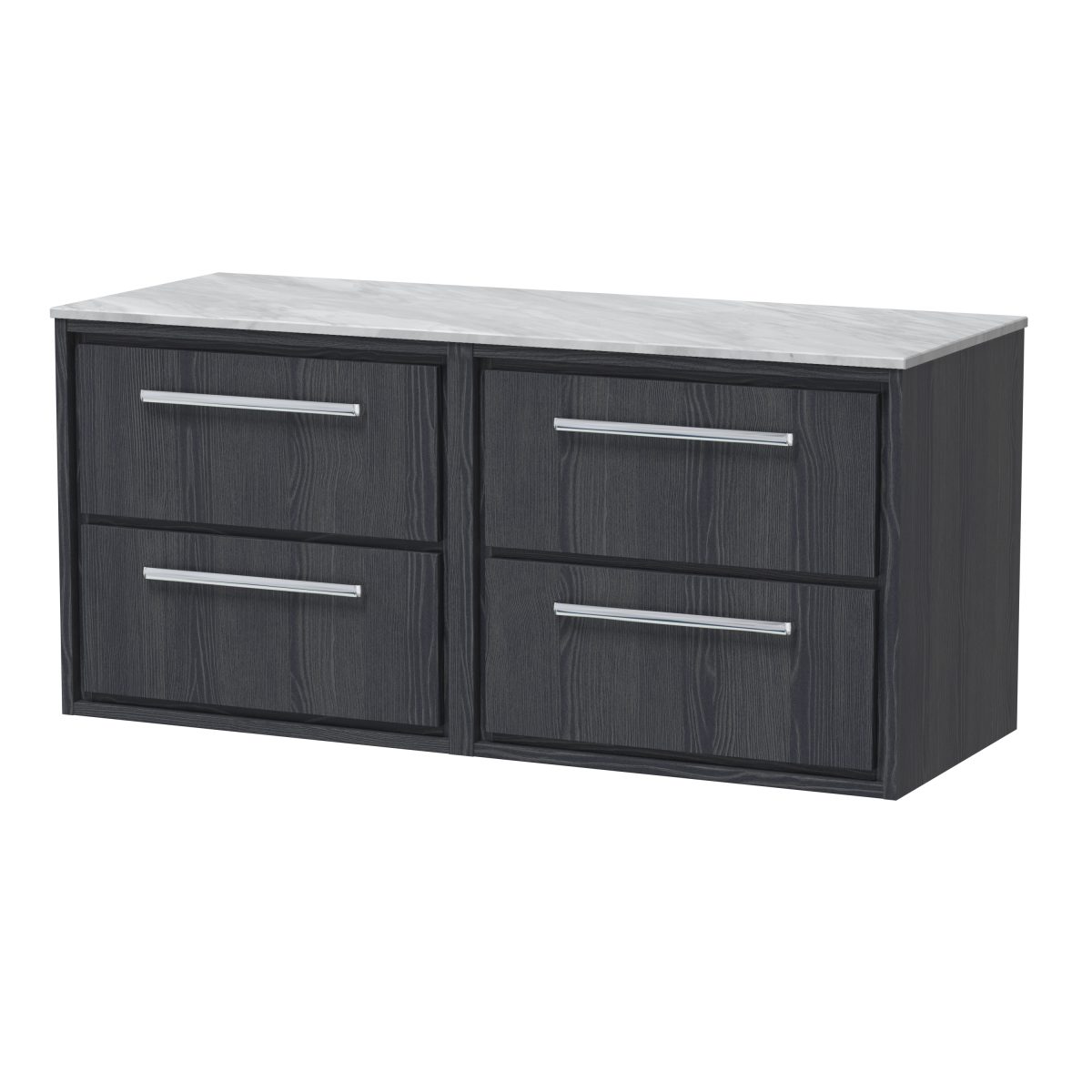 1200mm Wall Hung 4-Drawer Vanity with Marble Worktop - Image 1