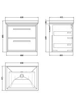 600mm Wall Hung 2-Drawer Vanity with Basin - 0 Tap Hole - Image 2