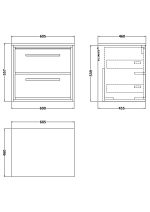 600mm Wall Hung 2-Drawer Vanity with Worktop - Image 2