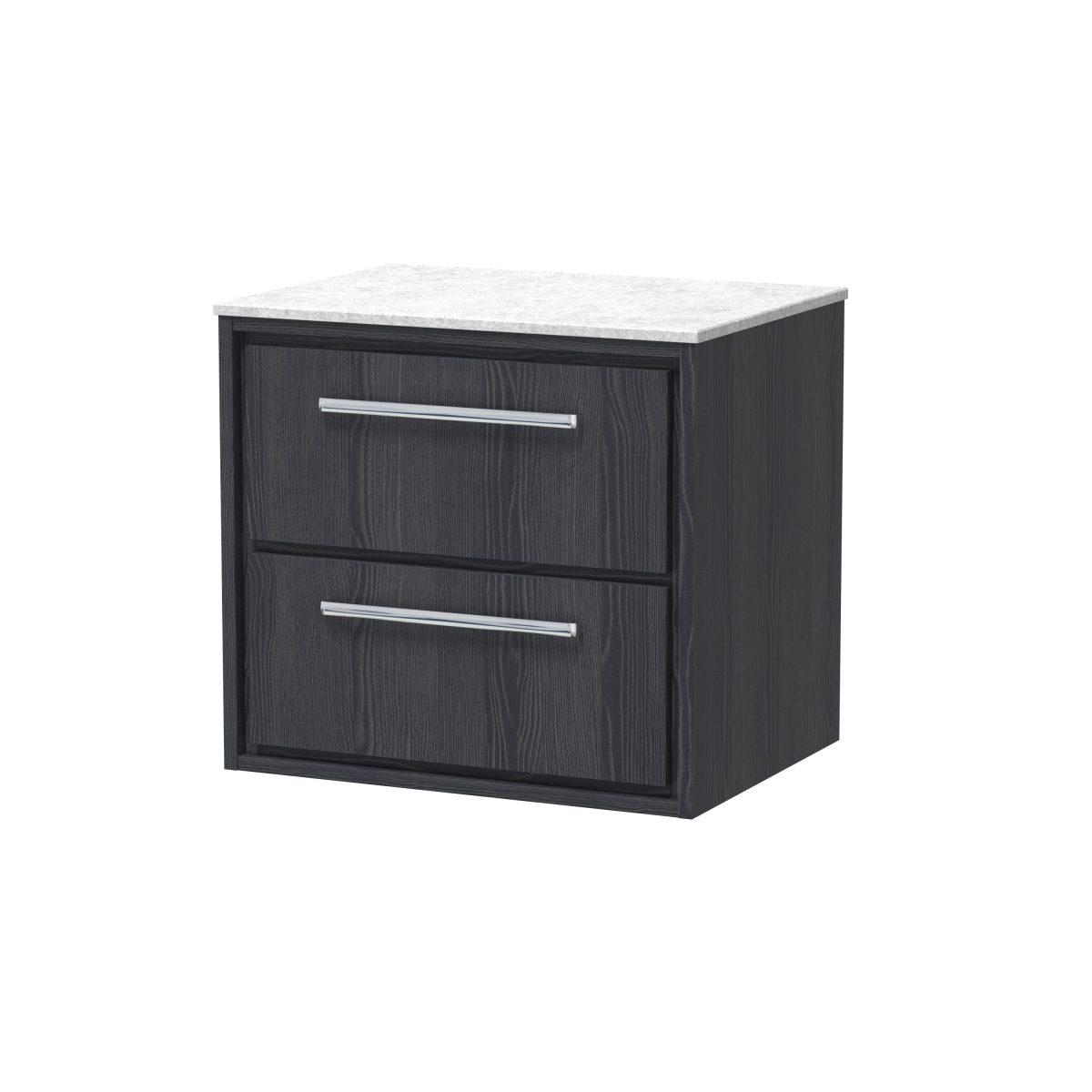 600mm Wall Hung 2-Drawer Vanity with Marble Worktop - Image 1