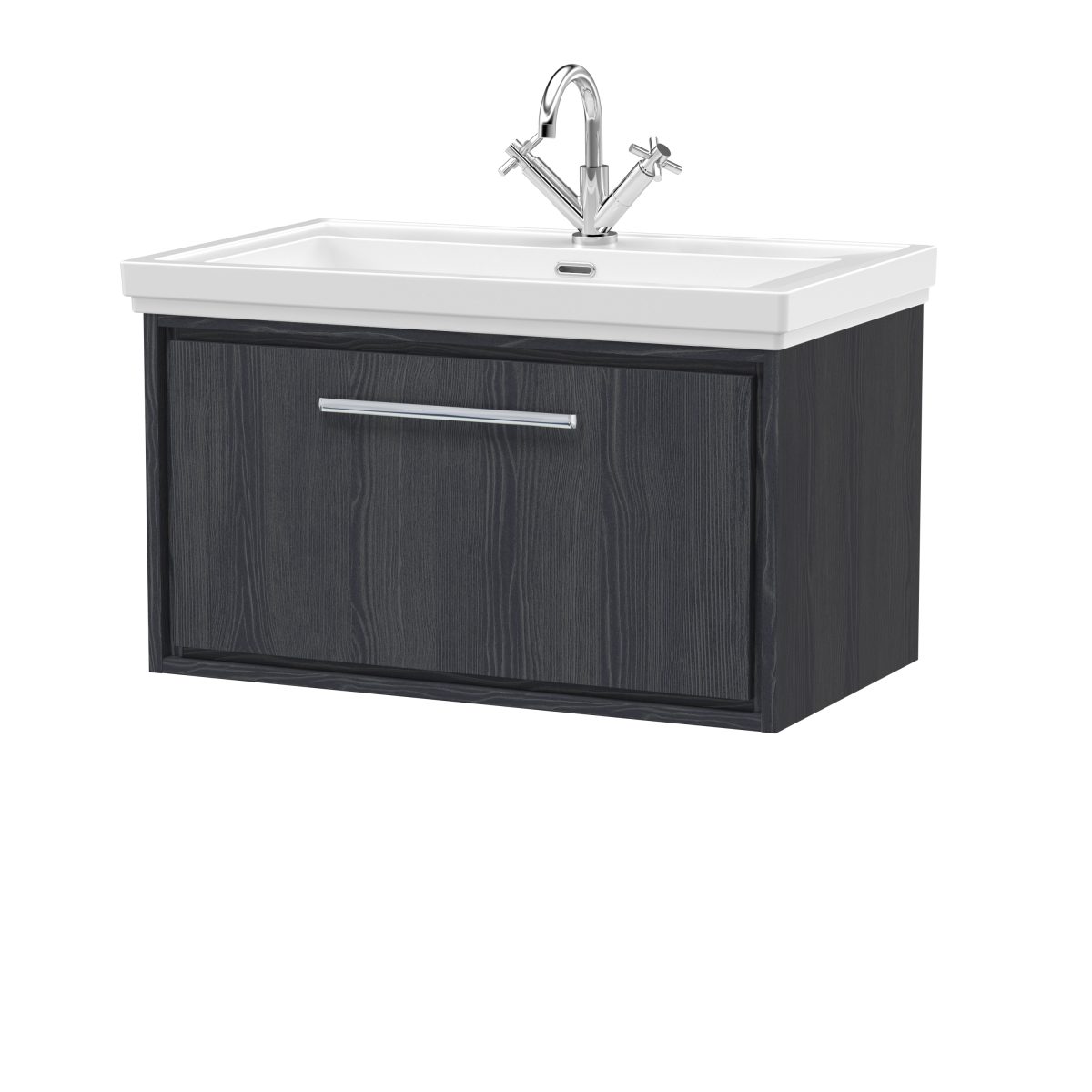 800mm Wall Hung Single Drawer Vanity with Basin - 1 Tap Hole - Image 1