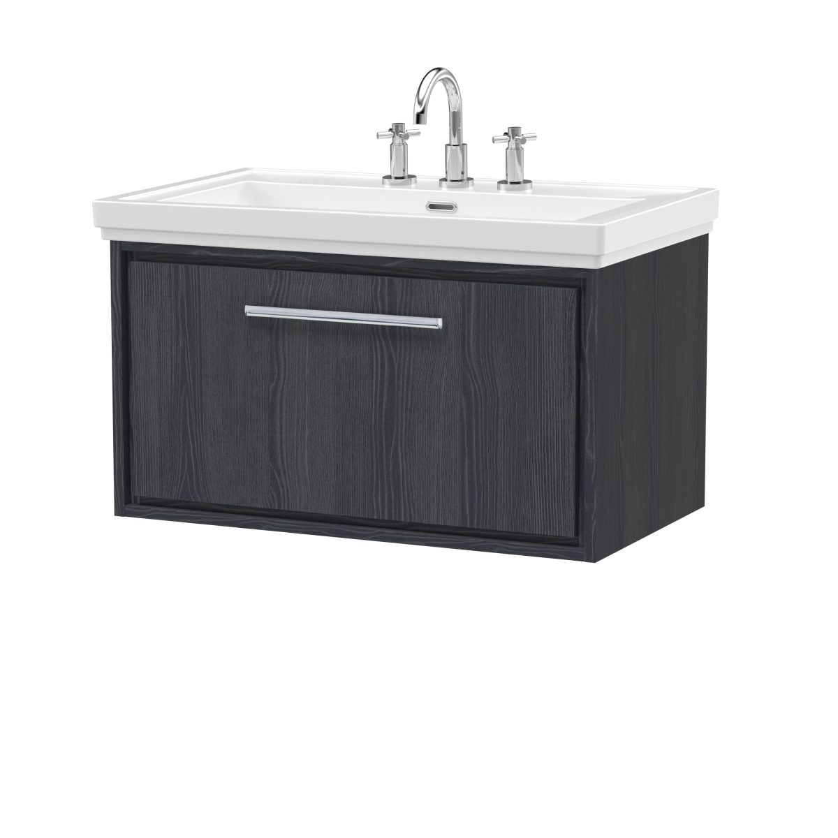 800mm Wall Hung Single Drawer Vanity with Basin - 3 Tap Hole - Image 1