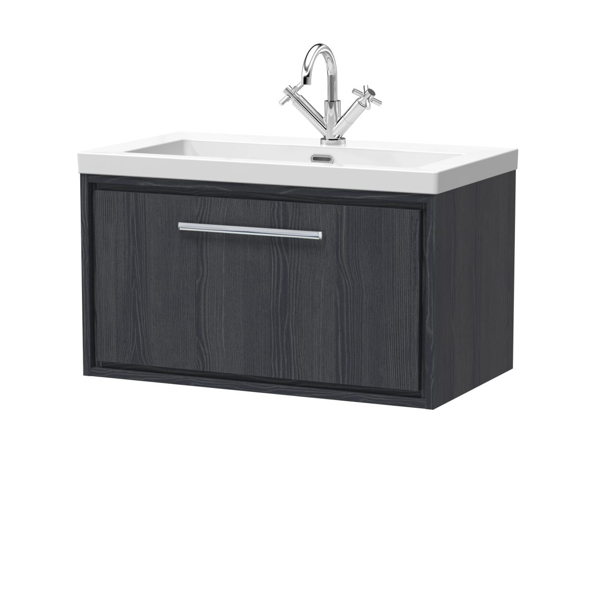 800mm Wall Hung Single Drawer Vanity with Basin - 1 Tap Hole - Image 1