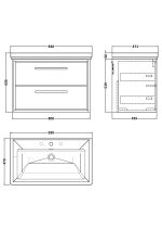 800mm Wall Hung 2-Drawer Vanity with Basin - 3 Tap Hole - Image 3